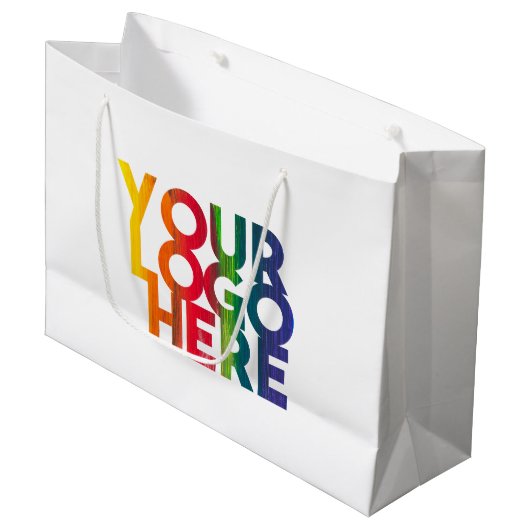 Wit Eenvoudig Zakelijk Logo Groot Cadeauzakje (Voorkant Gekanteld)
