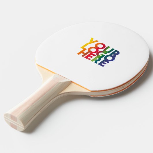 Wit Eenvoudig Zakelijk Logo Tafeltennis Tafeltennisbatje (Voorkant Gekanteld)