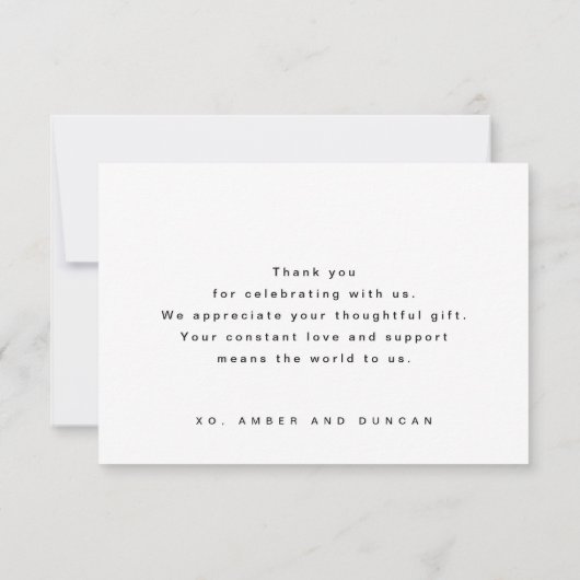 Wit | Eenvoudige bruiloft dank u kaart (Achterkant)