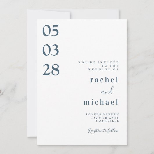 Wit Eenvoudige elegante uitnodiging (Voorkant)