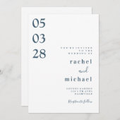 Wit Eenvoudige elegante uitnodiging (Voorkant / Achterkant)