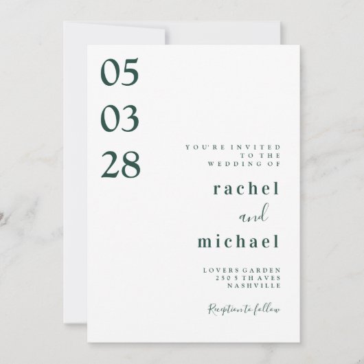 Wit Eenvoudige elegante uitnodiging (Voorkant)