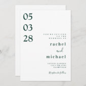 Wit Eenvoudige elegante uitnodiging (Voorkant / Achterkant)