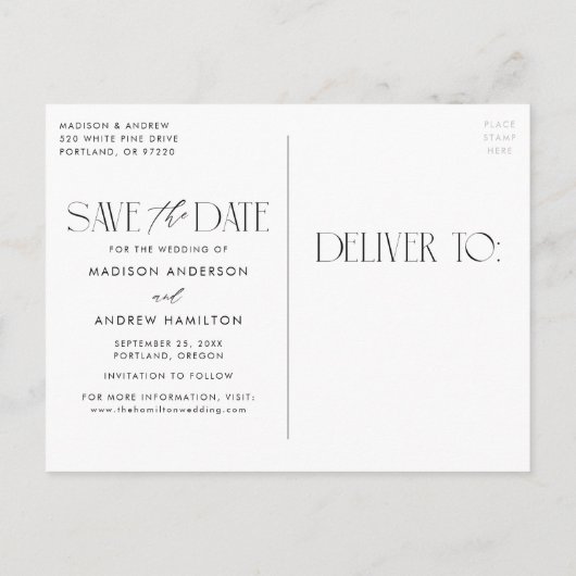 Wit | Eenvoudige moderne boogfoto Save the Date Aankondigingskaart (Achterkant)