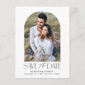 Wit | Eenvoudige moderne boogfoto Save the Date Aankondigingskaart (Voorkant)