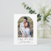 Wit | Eenvoudige moderne boogfoto Save the Date Aankondigingskaart (Staand voorkant)