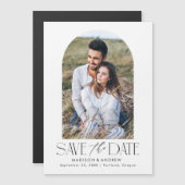 Wit | Eenvoudige moderne boogfoto Save the Date Magnetische Uitnodiging (Voorkant / Achterkant)