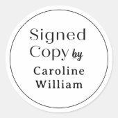 Wit | Eenvoudige ondertekende kopie op naam van au Ronde Sticker (Voorkant)