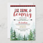 Wit Eet-, Drink- en Kerstfeestje Kaart (Voorkant)