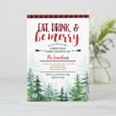 Wit Eet-, Drink- en Kerstfeestje Kaart (Staand voorkant)