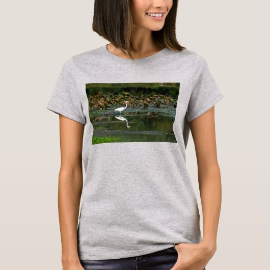 Wit Egret Reflection T-shirt (Voorkant)