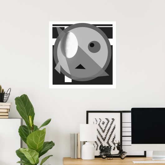 Wit Ei Modern Bauhaus Design Zwart Wit Poster (Thuiskantoor)