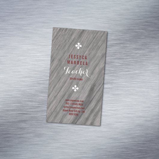 Wit eikenhout, bruin, wit magnetisch visitekaartje (Voorbeeld)