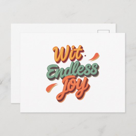 Wit eindeloos plezier briefkaart (Voorkant / Achterkant)