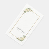 Wit Elegant Bloemen Roos Metallic Goud Bruiloft Servet (Hoek)