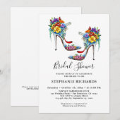 Wit Elegant Bloemen Schoen Vrijgezellenfeest Kaart (Voorkant / Achterkant)