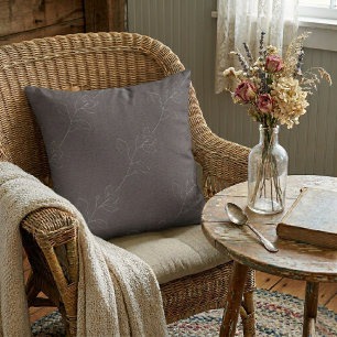 Wit Elegant Bloemend Modern Wol Donkergrijs Kussen