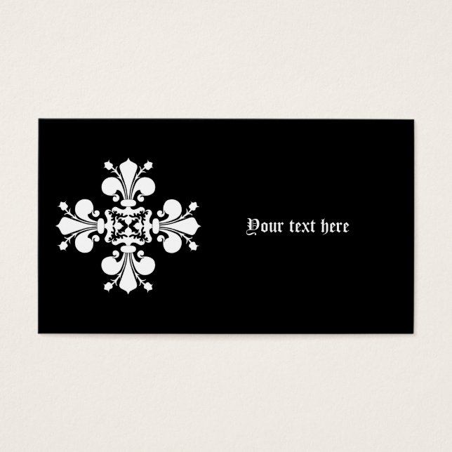 Wit elegant damast motief visitekaartjes (Voorkant)