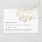 Wit Elegant Drawn Botanical Wedding Reception Informatiekaartje (Voorkant)