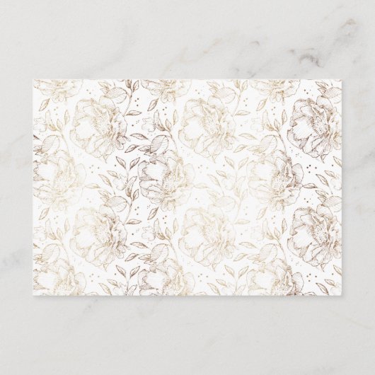 Wit Elegant Drawn Botanical Wedding Reception Informatiekaartje (Achterkant)