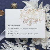 Wit Elegant Drawn Botanical Wedding Reception Informatiekaartje