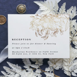 Wit Elegant Drawn Botanical Wedding Reception Informatiekaartje
