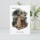  wit elegant eenvoudig met foto Weddenschap Bedankkaart (Staand voorkant)