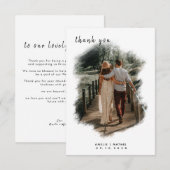  wit elegant eenvoudig met foto Weddenschap Bedankkaart (Voorkant / Achterkant)