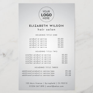 Wit Elegant   Eenvoudige Salon Service Menu Flyer