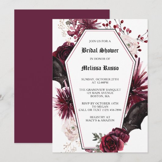 Wit Elegant Gotisch Rozen Kist Vrijgezellenfeest Kaart (Voorkant / Achterkant)