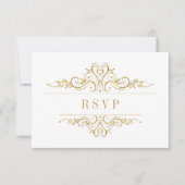 Wit Elegant Gouden Lijst RSVP Kaartje (Voorkant)