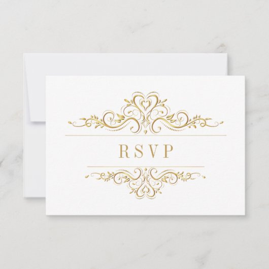 Wit Elegant Gouden Lijst RSVP Kaartje (Voorkant)