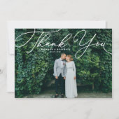 Wit Elegant Handgeschreven Script Fotobruiloft Bedankkaart (Voorkant)
