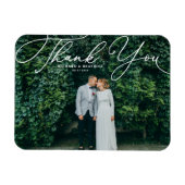 Wit Elegant Handgeschreven Script Fotobruiloft Magneet (Horizontaal)