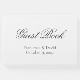 Wit Elegant Huwelijk Modern Eenvoudig Gastenboek