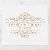 Wit Elegant Lijst Gepersonaliseerde bruiloft Sparkling Wijnetiket (Enkel label)