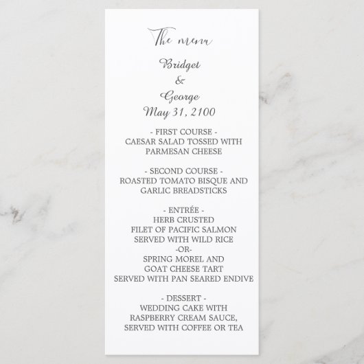 Wit Elegant Minimaal Bruiloft Programmakaart (Voorkant)