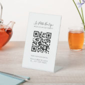 Wit Elegant Minimaal Script QR Google Review Reclamebord Met Voetstuk (Insitu)