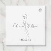 Wit Elegant Minimalistisch Botanisch Bedankjes Labels (Achterkant)