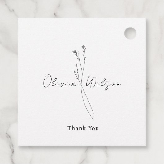 Wit Elegant Minimalistisch Botanisch Bedankjes Labels (Achterkant)