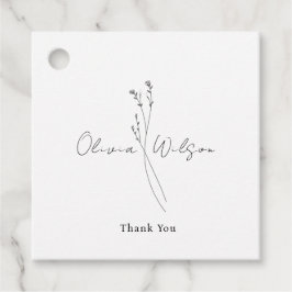 Wit Elegant Minimalistisch Botanisch Bedankjes Labels