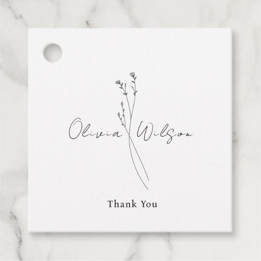 Wit Elegant Minimalistisch Botanisch Bedankjes Labels (Voorkant)