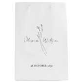 Wit Elegant Minimalistisch Botanisch Medium Cadeauzakje (Voorkant)
