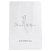 Wit Elegant Minimalistisch Botanisch Medium Cadeauzakje (Achterkant)