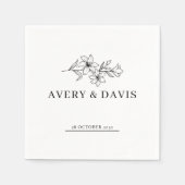 Wit Elegant Minimalistisch Botanisch Servet (Voorkant)