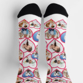 Wit Elegant rood hart patroon | 5 Fotocollage Sokken (Top)