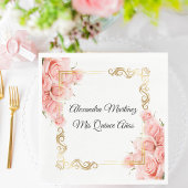 Wit Elegant Roos Flower Gold Quinceañera Servet
