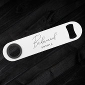 Wit Elegant Script Kalligrafie bruidsmeisje Speed Flessenopener