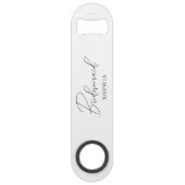 Wit Elegant Script Kalligrafie bruidsmeisje Speed Flessenopener (Voorkant)