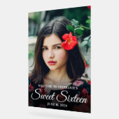 Wit Elegant Script Sweet Sixteen Foto Acryl Bord (Hoek)